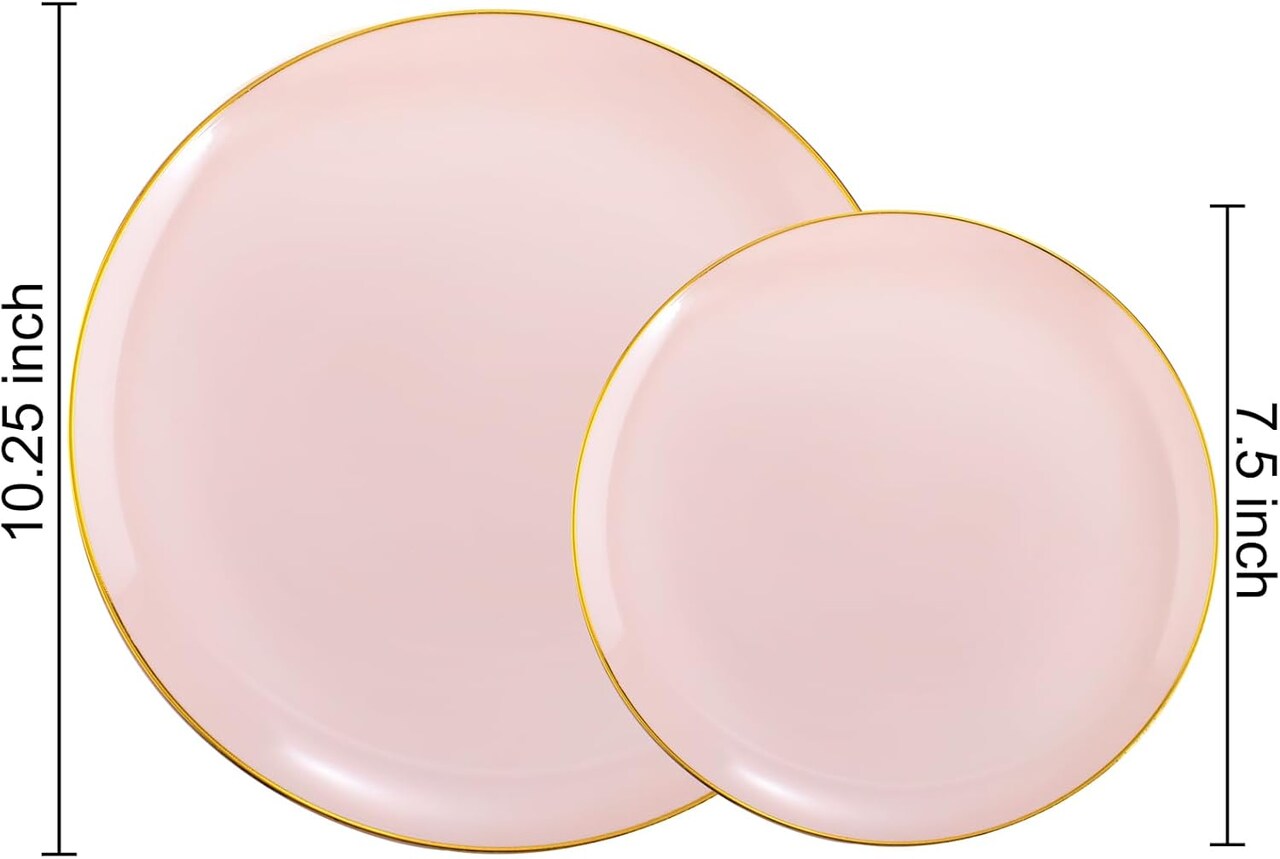 100PCS Heavy Duty Pink Disposable Plates - 50 Dinner and 50 Dessert Plates (Pink)